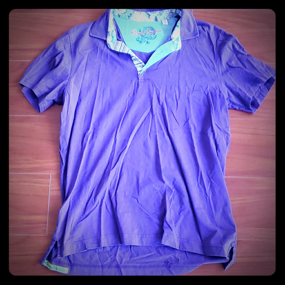 Robert Graham Purple Polo w/striped color accent